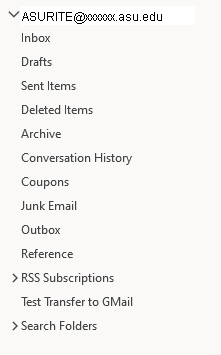 ASU Outlook showing in Outlook app