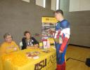 Bonnie Scheall and Jan Thompson with Captain America